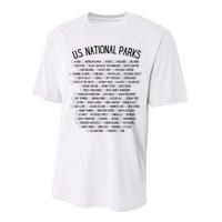 American National Parks Checklist US National Parks Family Performance Sprint T-Shirt