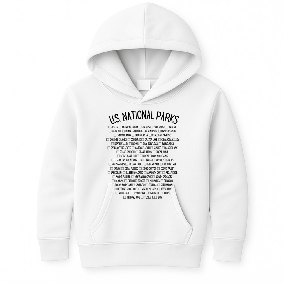 American National Parks Checklist US National Parks Family Kids Hoodie