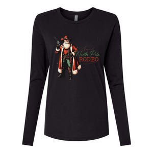 Annual North Pole Rodeo Cowboy Santa Christmas Womens Cotton Relaxed Long Sleeve T-Shirt