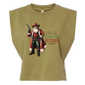 Annual North Pole Rodeo Cowboy Santa Christmas Garment-Dyed Women's Muscle Tee