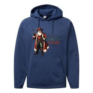 Annual North Pole Rodeo Cowboy Santa Christmas Performance Fleece Hoodie