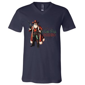 Annual North Pole Rodeo Cowboy Santa Christmas V-Neck T-Shirt