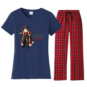 Annual North Pole Rodeo Cowboy Santa Christmas Women's Flannel Pajama Set