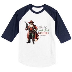 Annual North Pole Rodeo Cowboy Santa Christmas Baseball Sleeve Shirt