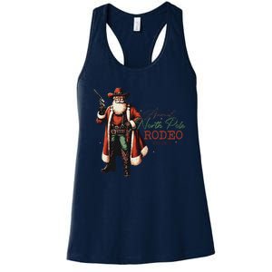 Annual North Pole Rodeo Cowboy Santa Christmas Women's Racerback Tank