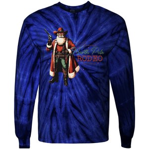 Annual North Pole Rodeo Cowboy Santa Christmas Tie-Dye Long Sleeve Shirt