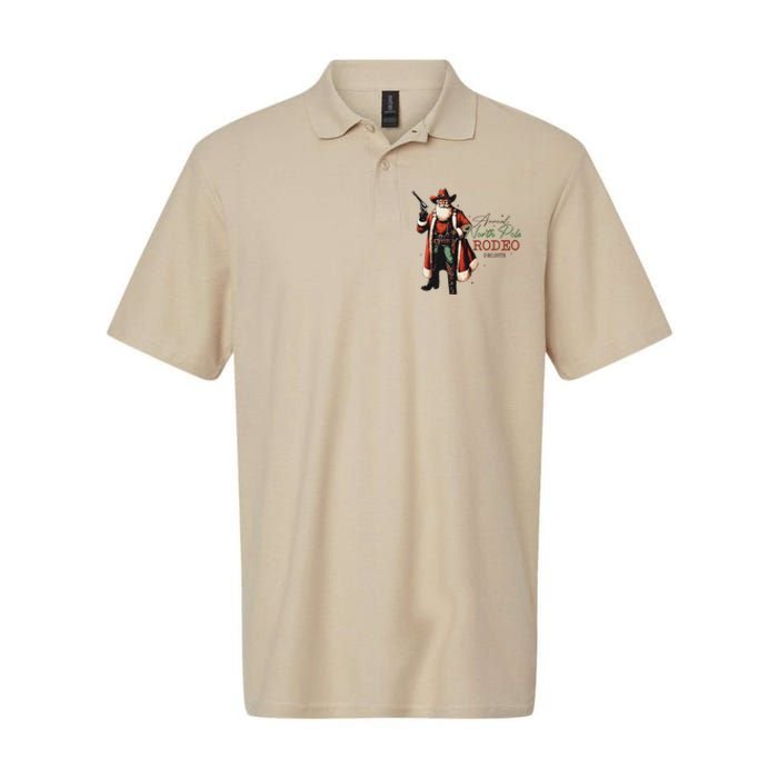 Annual North Pole Rodeo Cowboy Santa Christmas Softstyle Adult Sport Polo