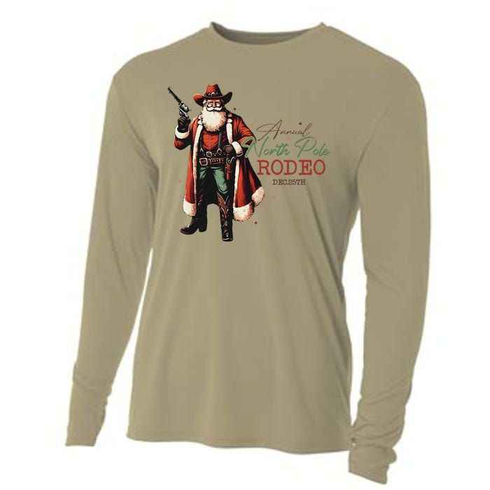 Annual North Pole Rodeo Cowboy Santa Christmas Cooling Performance Long Sleeve Crew