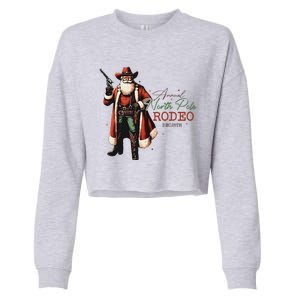 Annual North Pole Rodeo Cowboy Santa Christmas Cropped Pullover Crew