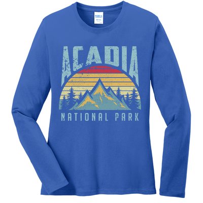 Acadia National Park Maine Mountains Retro Gift Ladies Long Sleeve Shirt