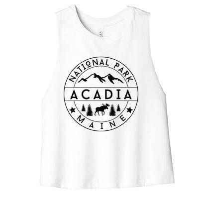 Acadia National Park Maine Moose Nature Hiking Outdoors Women's Racerback Cropped Tank