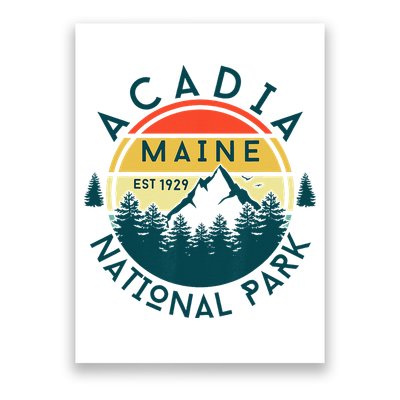 Acadia National Park Maine Mountains Nature Hiking Retro Poster
