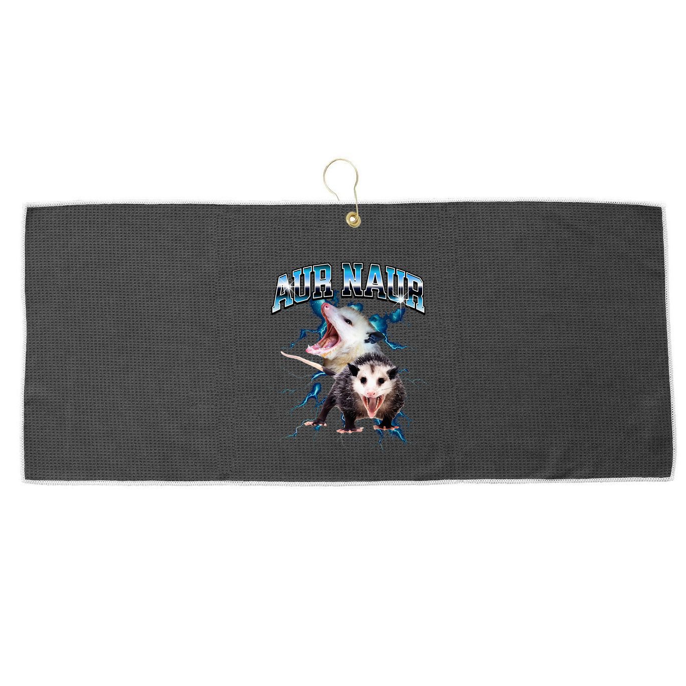 Aur Naur Possum Cute Funny Sarcastic Meme Large Microfiber Waffle Golf Towel