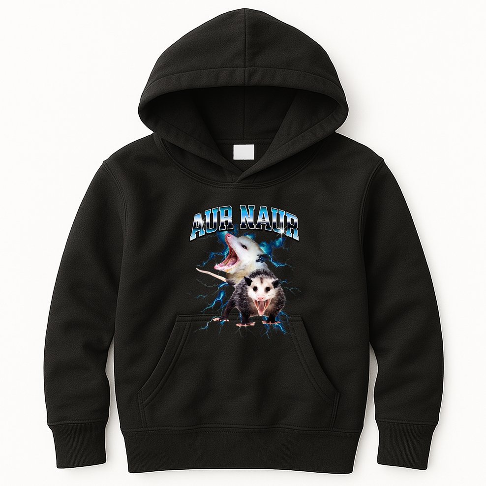 Aur Naur Possum Cute Funny Sarcastic Meme Kids Hoodie