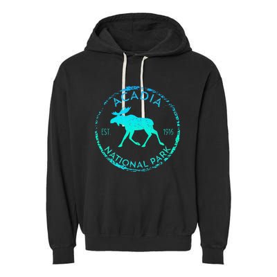 Acadia National Park NP Maine Moose Lovers Garment-Dyed Fleece Hoodie