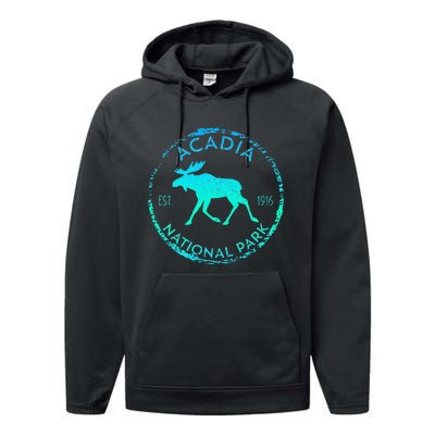 Acadia National Park NP Maine Moose Lovers Performance Fleece Hoodie