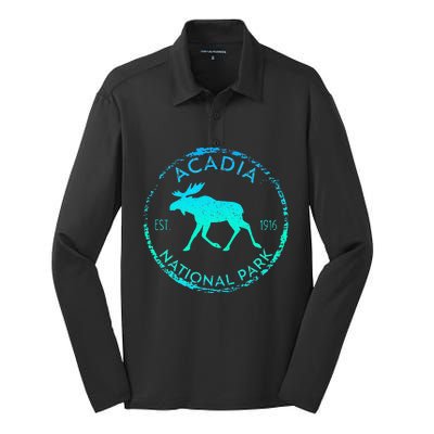 Acadia National Park NP Maine Moose Lovers Silk Touch Performance Long Sleeve Polo