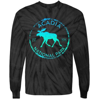 Acadia National Park NP Maine Moose Lovers Tie-Dye Long Sleeve Shirt