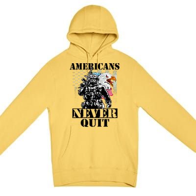 Americans Never Quit Veteran Premium Pullover Hoodie