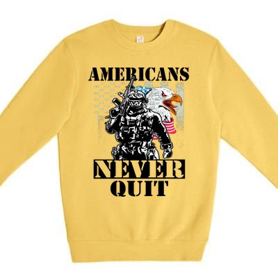 Americans Never Quit Veteran Premium Crewneck Sweatshirt