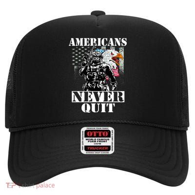 Americans Never Quit Veteran High Crown Mesh Back Trucker Hat