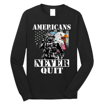 Americans Never Quit Veteran Long Sleeve Shirt