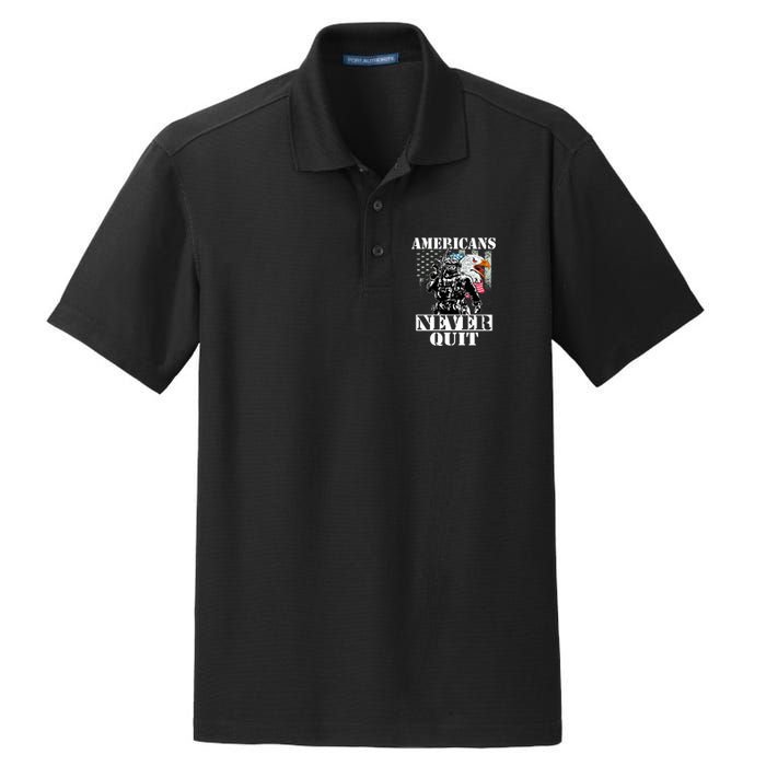 Americans Never Quit Veteran Dry Zone Grid Polo