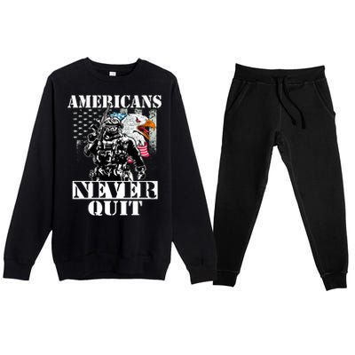 Americans Never Quit Veteran Premium Crewneck Sweatsuit Set