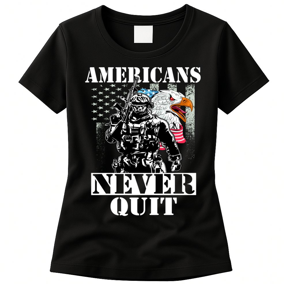 Americans Never Quit Veteran Womens T-Shirt
