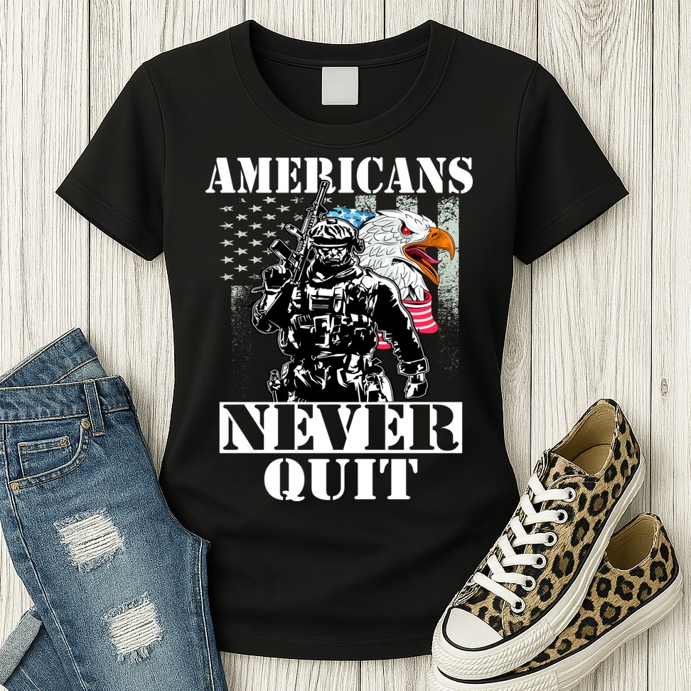 Americans Never Quit Veteran Womens T-Shirt
