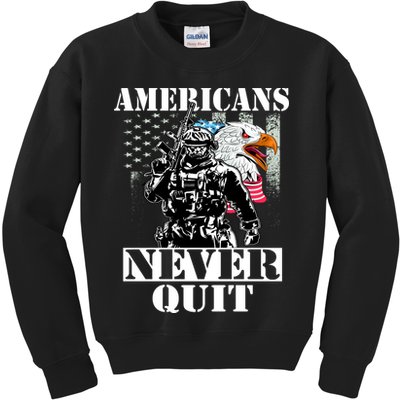 Americans Never Quit Veteran Kids Sweatshirt