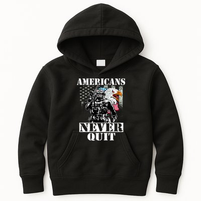 Americans Never Quit Veteran Kids Hoodie