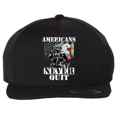 Americans Never Quit Veteran Wool Snapback Cap