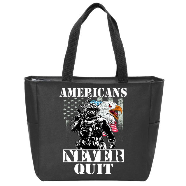 Americans Never Quit Veteran Zip Tote Bag