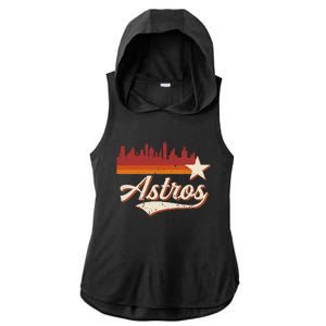 A.S.T.R.O..S Name Retro Style City Skyline 70s 80s Ladies PosiCharge Tri-Blend Wicking Draft Hoodie Tank