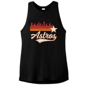 A.S.T.R.O..S Name Retro Style City Skyline 70s 80s Ladies PosiCharge Tri-Blend Wicking Tank