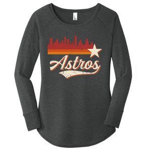 A.S.T.R.O..S Name Retro Style City Skyline 70s 80s Women's Perfect Tri Tunic Long Sleeve Shirt