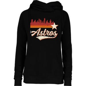 A.S.T.R.O..S Name Retro Style City Skyline 70s 80s Womens Funnel Neck Pullover Hood