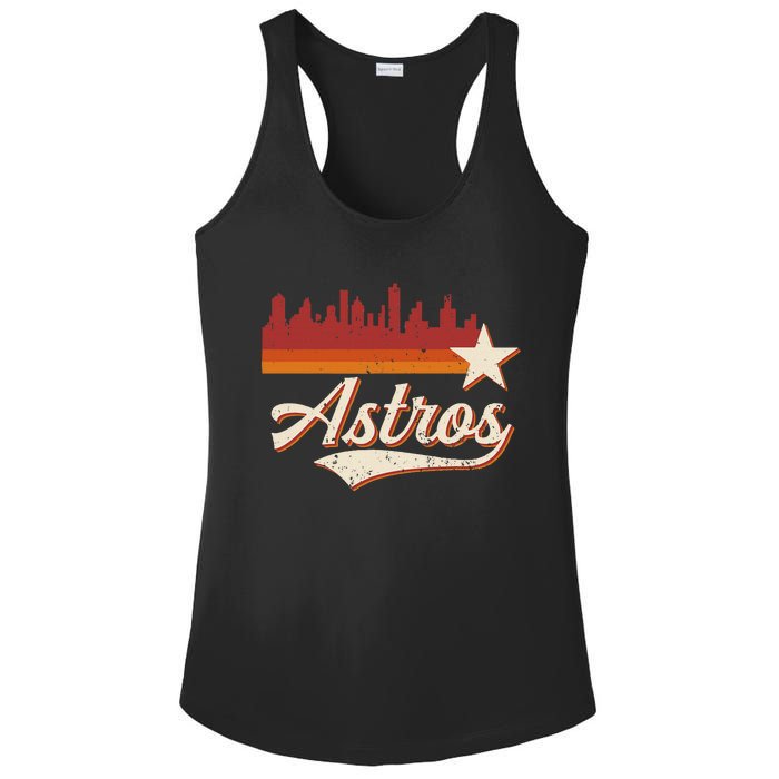 A.S.T.R.O..S Name Retro Style City Skyline 70s 80s Ladies PosiCharge Competitor Racerback Tank