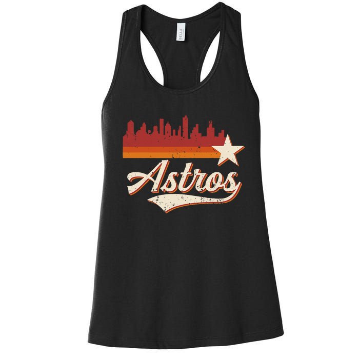 A.S.T.R.O..S Name Retro Style City Skyline 70s 80s Women's Racerback Tank