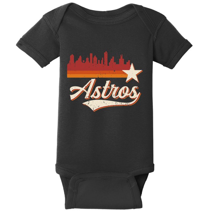 A.S.T.R.O..S Name Retro Style City Skyline 70s 80s Baby Bodysuit