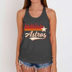 A.S.T.R.O..S Name Retro Style City Skyline 70s 80s Women's Knotted Racerback Tank