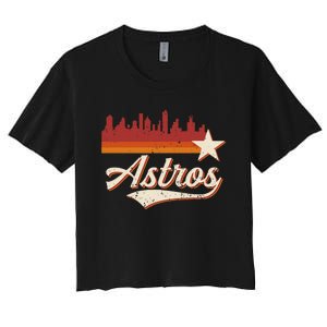 A.S.T.R.O..S Name Retro Style City Skyline 70s 80s Women's Crop Top Tee