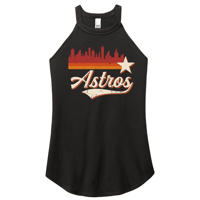 A.S.T.R.O..S Name Retro Style City Skyline 70s 80s Women's Perfect Tri Rocker Tank