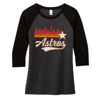 A.S.T.R.O..S Name Retro Style City Skyline 70s 80s Women's Tri-Blend 3/4-Sleeve Raglan Shirt