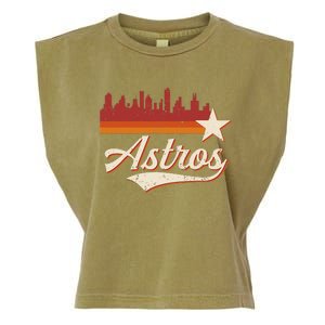 A.S.T.R.O..S Name Retro Style City Skyline 70s 80s Garment-Dyed Women's Muscle Tee