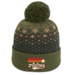 A.S.T.R.O..S Name Retro Style City Skyline 70s 80s The Baniff Cuffed Pom Beanie