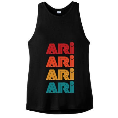Ari Name Retro Given Name Colorful Inline Font Ladies PosiCharge Tri-Blend Wicking Tank
