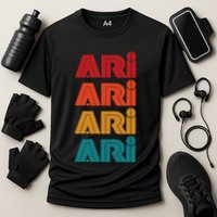 Ari Name Retro Given Name Colorful Inline Font Performance Shirt