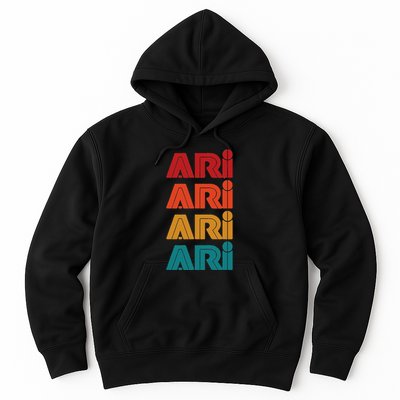 Ari Name Retro Given Name Colorful Inline Font Hoodie